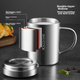 Чашка для води MAXCOOK 304 з нержавіючої сталі з кришкою, двошарова кружка для офісу, заварювання та пиття чаю, домашнє використання, 400 мл - изображение 5