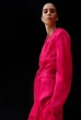 Піджак без коміра з фактурної жатої тканини з поясом кольору фуксія Zara розмір L - зображення 3