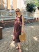 Довга однотонна сукня з льону Fashion 54/56 шоколадний - зображення 3
