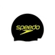 Плавательная шапочка Speedo, модная, с цветным логотипом, силиконовая, удобная, водонепроницаемая, для защиты волос, черно-желтая. - изображение 3