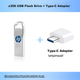 Флеш-накопичувач HP 32 ГБ USB 3.2 Gen 1 з адаптером Type-C, металевий високошвидкісний USB-накопичувач X306w, покращена швидкість читання 230 МБ/с, флеш-накопичувач для навчальних та офісних комп'ютерів - изображение 5