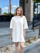 Женское летнее платье футболка свободного кроя, молочное, one size - изображение 1