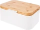 Хлібниця Orion Whiteline Металева з бамбуковою кришкою Біла 30 x 19.5 x 14.5 см (8592381261177) - зображення 1