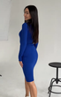 Женское платье футляр трикотажное в обтяжку демисезонное 46, Синий - изображение 5