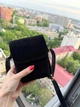 Маленькая замшевая женская сумочка-кошелёк через плечо черная из натуральной замши (0596) - изображение 7