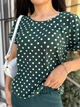 Женская блузка с коротким рукавом в горошек Зеленый, 40-42 - изображение 1