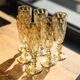 Набор стеклянных бокалов для шампанского 6 шт по 180 мл Citrine фигурные на ножке из толстого стекла подарочные фужеры для игристых вин комплект на 6 человек Теплый золотисто-медовый - изображение 4