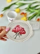Салфетка гобеленовая MANDALAS FLOWERS-10D овальная 40% полиэстер 60% хлопок Ø10 см красная - изображение 3