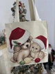 Сумка гобеленовая FUSKAS-SM 37x40 см 49% хлопок бежевый прямоугольная новогодняя золотой люрекс - изображение 3
