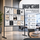 Доска желаний на ножках мудборд 120×80 см 5 фотокарточек 20 прищепок 2 чеклиста черный металлический органайзер для студии - изображение 2