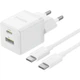 Зарядное устройство Baseus 30 Вт Type-C + USB с кабелем Type-C to Type-C 60 Вт 1 м Белый (P1011160A213-01) - изображение 1