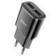 Сетевое зарядное устройство HOCO C88A 2xUSB 12W пластик черный - изображение 1