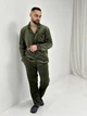 Мужская пижама двойка рубашка и брюки из велюра на пуговицах для сна M/L Хаки (DO2833) - изображение 4