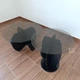 Журнальные столики 2 в 1, комплект круглых кофейных столиков 2 шт со стеклянными столешницами и открытыми полками, интерьерные столы из ламинированной ДСП для гостиной, спальни и офиса, YM-191-SmokedGlass/Black - изображение 4