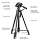 Алюмінієвий штатив Puluz PU3096B 55-139 см трипод з 3D-головою для смартфона та камери - зображення 5