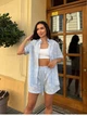 Жіночий костюм з принтом (сорочка+шорти) Uaclothes 42-44 Блакитний (like38886-193221349) - изображение 3