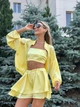 Жіночий шовковий костюм (бомбер+топ+шорти) Uaclothes 42-44 Жовтий (like38869-193051349) - изображение 1