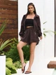Легкий костюм двійка з шортами та широкою зіп сорочкою casual ISSA PLUS 15808 L темно-коричневий (issa2007682846269) - зображення 4