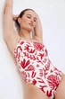 Купальник слитный женский H&M 271295096 XL Белый/Красный (2727000143589) - изображение 3
