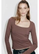 Лонгслив женский H&M 271089811 XS Коричневый (2727000125349) - изображение 1