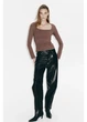 Лонгслив женский H&M 271089811 XS Коричневый (2727000125349) - изображение 2