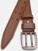 Мужской кожаный ремень Borsa Leather коричневый из натуральной кожи классический для брюк и джинсов 125 см 70503 - изображение 2