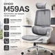 Крісло офісне Sihoo M59AS Mesh Gray повністю сітчасте покриття двосекційна спинка динамічна поперекова підтримка подвійний шарнірний підголовник 3D-підлокітники нахил до 116° до 136 кг зріст до 180 см - зображення 1