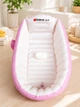 Детская надувная ванночка Intime Baby Bath Tub с подушкой и ножным насосом для купания ребенка со сливом 98х65х28 см розовая - изображение 3
