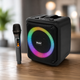 Портативная Bluetooth акустическая система Brodu BTS-1935 с беспроводным микрофоном, RGB-подсветкой, FM, USB, TF, 3600 мА·ч Черная - изображение 1