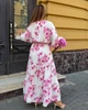 Платье женское макси из штапеля с цветочным принтом, кулиской на талии и боковым разрезом больших размеров G&M k-131518 50-52 Размер - зображення 3