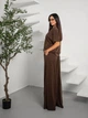 Костюм Poliit із шовкового трикотажу розмір 36 коричневий з широкими брюками - изображение 4