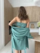 Домашний костюм пижама Christel кимоно топ шорты оливка S/M - изображение 8