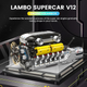 Конструктор двигателя Mould King 10202 V12 1260 деталей с электромотором — механическая модель ДВС, 12 подвижных поршней, 4-ступенчатая коробка передач, ГРМ, коленчатый вал, 37 см - изображение 5