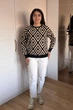 Светр INEDIT 10617 Black-Beige ONE SIZE - зображення 5