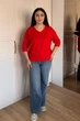 Светр INEDIT 10865 Red ONE SIZE - изображение 4