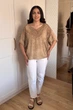 Блуза INEDIT 29007 Beige ONE SIZE - изображение 7