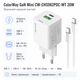 Сетевое зарядное устройство ColorWay GaN Mini CW-CHS062PDC-WT 20W USB-C + USB-A PD 3.0 QC 4.0 PPS + кабель USB-C – USB-C White Белый - изображение 2