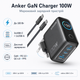 Сетевое зарядное устройство Anker GaN Charger 100W 2xUSB-C 1xUSB-A Display PD 3.0 QC 4.0 PPS Dark Gray (B121BGZ1) - изображение 1
