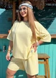 Женский летний костюм с футболкой и шортами K065 3XL-4XL (58-60) Лимонный - изображение 3