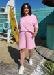Женский летний костюм с футболкой и шортами K065 3XL-4XL (58-60) Розовый - изображение 3