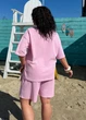 Женский летний костюм с футболкой и шортами K065 3XL-4XL (58-60) Розовый - изображение 5
