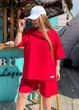 Женский летний костюм с футболкой и шортами K065 XL (50-52) Красный - изображение 3