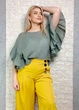 Блуза батистова прямого крою, оливкова Italy Moda 11-104 - оливковий - S-L - изображение 3