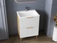 Тумба лакированная, Luxor Anna 60 Дуб, с умывальником Veo Low 60 - изображение 1