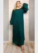 Коктейльна шифонова плісе сукня максі зелена Moda Italia 21-303 - зелений - XL-XXL - изображение 3