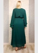 Коктейльна шифонова плісе сукня максі зелена Moda Italia 21-303 - зелений - XL-XXL - изображение 9
