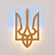 Настенное декоративное панно Герб Украины (Трезубец) с LED-подсветкой деревянный, голд, 36×60 см, сине-жёлтый свет - изображение 2