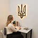Настенное декоративное панно Герб Украины (Трезубец) с LED-подсветкой деревянный, тёмный орех, 36×60 см, сине-жёлтый свет - изображение 12