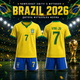 Форма футбольна дитяча Brazil 2026 Vini JR 7 жовта синя комплект футболка та шорти розмір 22 — зріст 120–130 см - изображение 1