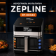 Аэрогриль мультипечь Zepline ZP-00343 13 л 4200 Вт с двумя нагревательными элементами, сенсорным управлением, 12 программами, циркуляцией горячего воздуха 360°, функциями гриля, дегидратора, размораживания, разогрева, жарки без масла - изображение 1
